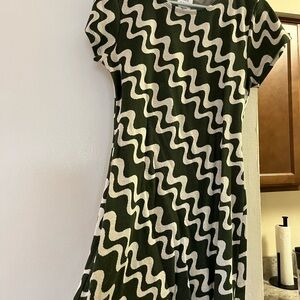 RVCA Green and Cream Wave Mini Dress